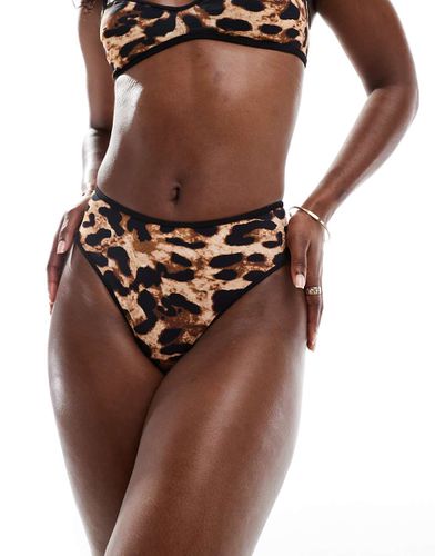 Slip bikini a vita alta con stampa leopardata - Free Society - Modalova