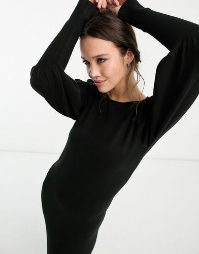 Vestito midi in maglia nero con maniche voluminose - French Connection - Modalova