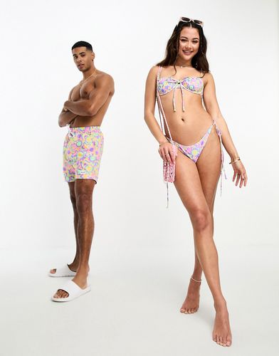 Slip bikini a copertura integrale con allacciatura laterale e stampa "Mint Melody" - Kulani Kinis - Modalova