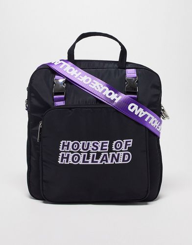 Borsa shopper nera con manico e logo - House of Holland - Modalova