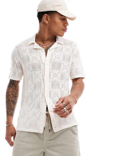 Camicia lavorata effetto pizzo bianca con bottoni - Hollister - Modalova