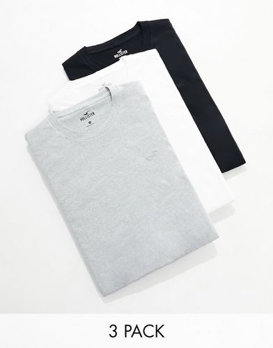 Confezione da 3 t-shirt bianca, grigia e nera - Hollister - Modalova