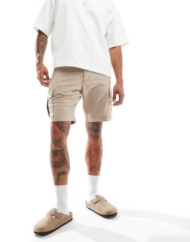 Pantaloncini cargo beige in misto lino da 9" - Hollister - Modalova