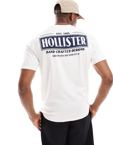 T-shirt crema con stampa sul retro - Hollister - Modalova
