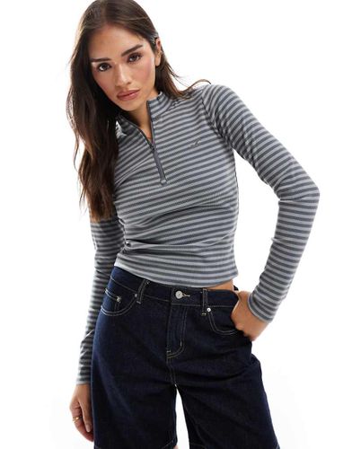 Top a maniche lunghe a righe con zip corta - Hollister - Modalova