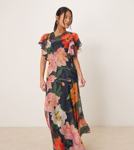 Robe longue à col bénitier et manches en cascade - fleuri - Hope & Ivy Petite - Modalova