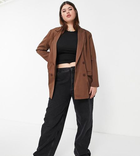 Blazer dad fit oversize cioccolato - Heartbreak Plus - Modalova