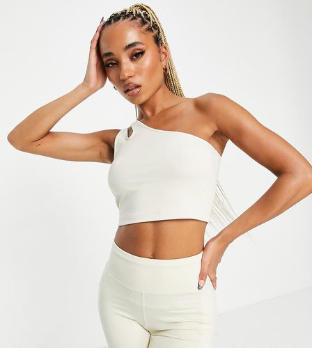 Crop top monospalla color pietra - HIIT - Modalova