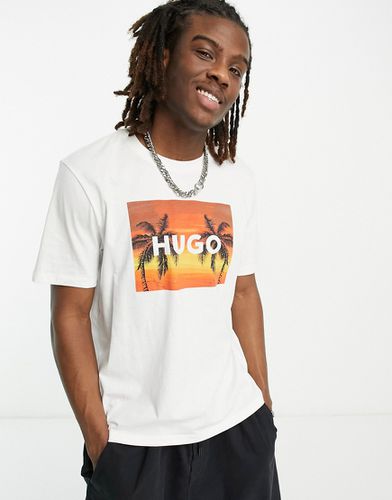 Hugo - Dulive - T-shirt bianca con riquadro del logo - Hugo Red - Modalova