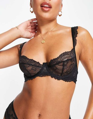 Meghan - Reggiseno a mezza coppa senza imbottitura in pizzo con dettaglio sulle spalline - Hunkemoller - Modalova