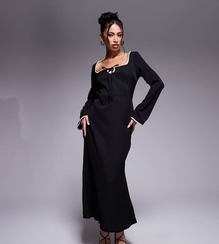 X Perrie Sian - Exclusivité - Robe longueur mollet avec bordures à perles - In The Style - Modalova