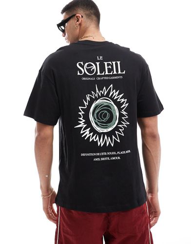 T-shirt oversize nera con stampa "Le Soleil" sul retro - Jack & Jones - Modalova