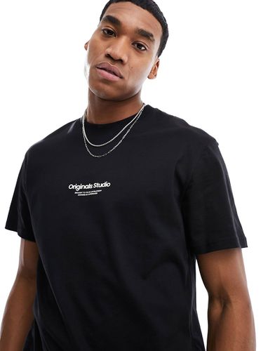 T-shirt oversize nera con stampa Originals - Jack & Jones - Modalova