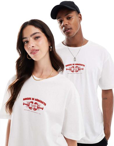 T-shirt oversize bianca con stampa di aragosta sul retro - Jack & Jones - Modalova