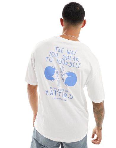 T-shirt oversize bianca con stampa sul retro "Speak To Yourself" - Jack & Jones - Modalova
