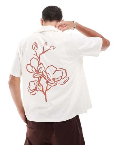 T-shirt oversize in jersey color écru con stampa di fiori - Jack & Jones - Modalova