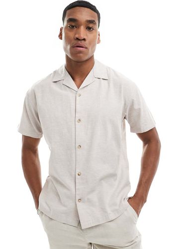 Camicia in lino beige con colletto con rever - Jack & Jones - Modalova