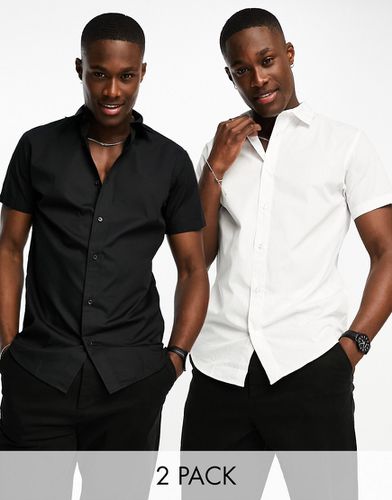 Confezione da 2 camicie eleganti slim bianca e nera a maniche corte - Jack & Jones - Modalova