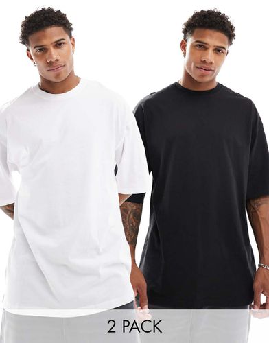 Confezione da 2 T-shirt super oversize nera e bianca - Jack & Jones - Modalova