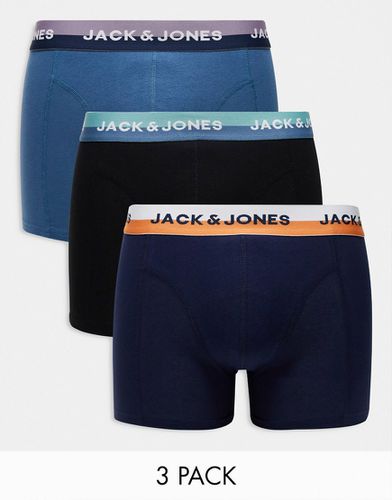 Confezione da 3 paia di boxer aderenti multicolore con fascia in vita con logo - Jack & Jones - Modalova