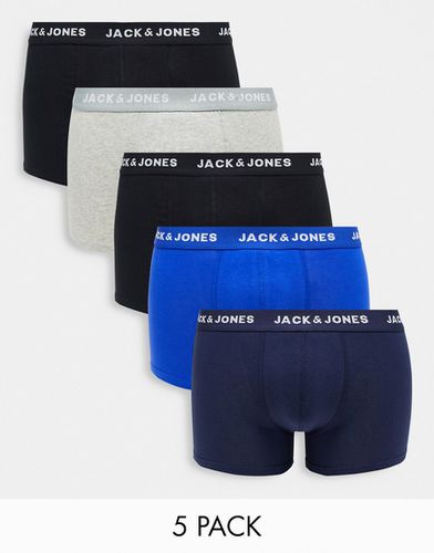 Confezione da 5 paia di boxer aderenti blu - Jack & Jones - Modalova