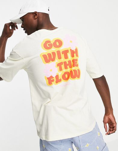 Originals - T-shirt oversize gialla con stampa sul retro con scritta "Go with the flow" - Jack & Jones - Modalova