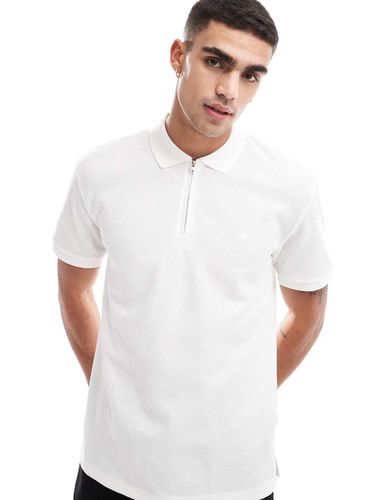 Polo bianca a nido d'ape con zip - Jack & Jones - Modalova