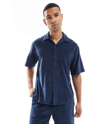 Premium - Camicia oversize in spugna blu navy in coordinato - Jack & Jones - Modalova