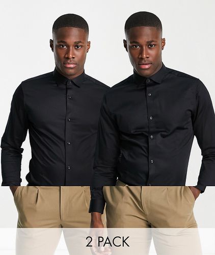 Premium - Confezione da 2 camicie eleganti in cotone con colletto alla francese nere - MULTI - Jack & Jones - Modalova