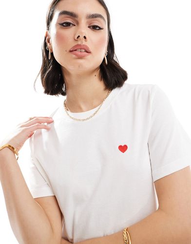 T-shirt bianca con stampa di cuore - JDY - Modalova