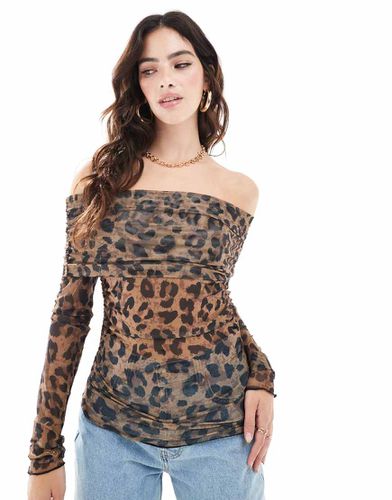 Top in rete con spalle scoperte e stampa leopardata - JJXX - Modalova