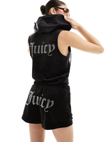 Gilet della tuta con zip in velour con strass in coordinato - Juicy Couture - Modalova