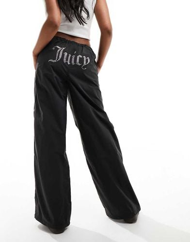 Pantaloni stile paracadutista neri in nylon con strass - Juicy Couture - Modalova