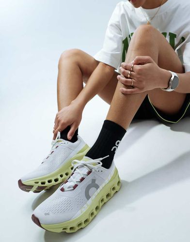 ON - Cloudmonster - Sneakers da corsa bianche e lime - On Running - Modalova