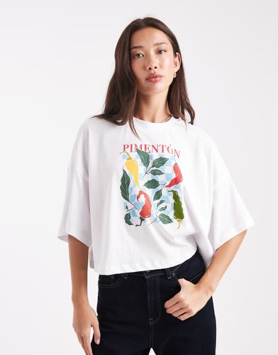 T-shirt crop top avec imprimé piments - Only - Modalova