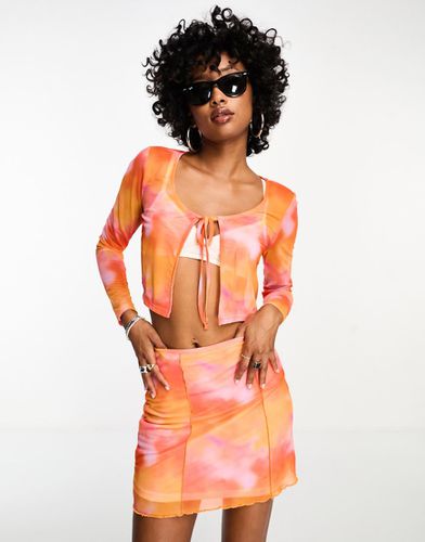 Top in rete arancione tie-dye con laccio sul davanti in coordinato - ONLY - Modalova