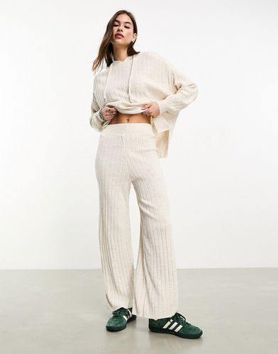 Pantaloni in maglia a coste color crema in coordinato - ONLY - Modalova