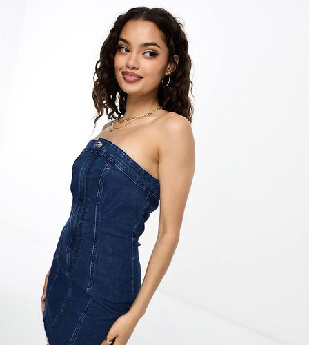 Vestito corto in denim scuro stile corsetto senza spalline - Only Petite - Modalova