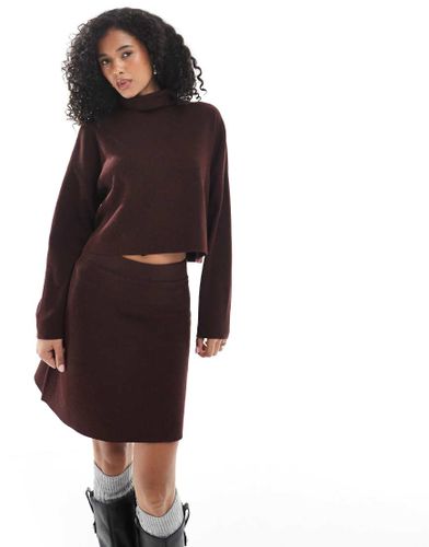 Pull d'ensemble en maille à col roulé - Bordeaux - Only - Modalova