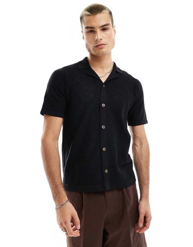 Camicia in maglia traforata nera con colletto a rever - ONLY & SONS - Modalova