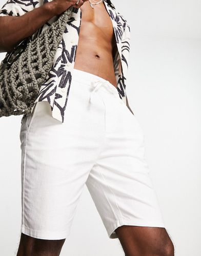 Pantaloncini bianchi in misto lino con vita elasticizzata - ONLY & SONS - Modalova