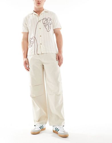 Pantaloni ampi in misto lino color pietra con fermacorda - ONLY & SONS - Modalova