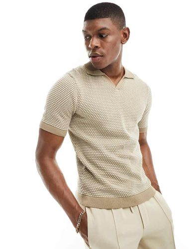 Polo a maniche corte in maglia beige a pois - ONLY & SONS - Modalova