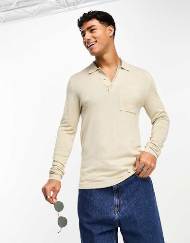 Polo in maglia a maniche lunghe beige - ONLY & SONS - Modalova