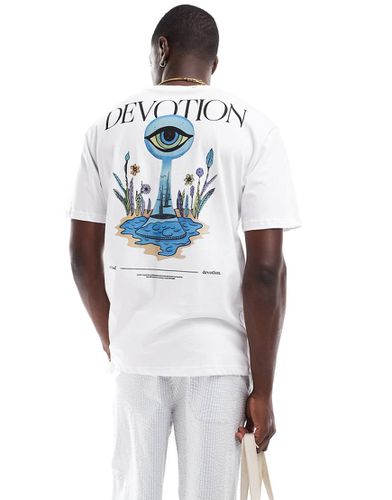 T-shirt oversize bianca con stampa "Devotion" sul retro - ONLY & SONS - Modalova