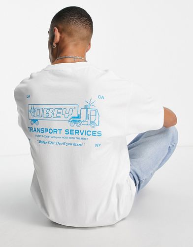 T-shirt bianca con stampa sulla schiena "Transport Services" - Obey - Modalova