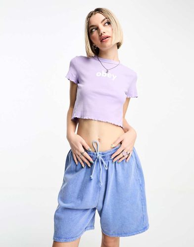 Crop top lilla con logo - Obey - Modalova