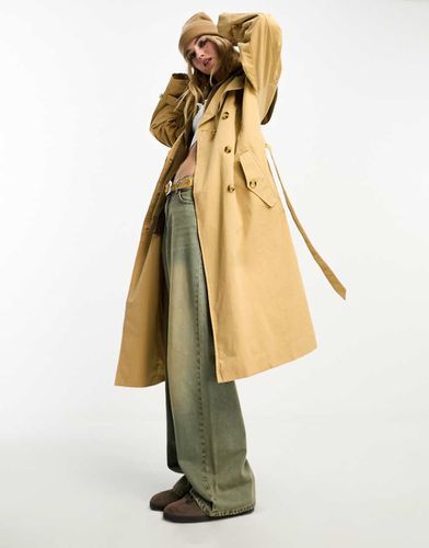 Trench taglio lungo oversize beige trapuntato all'interno - Object - Modalova