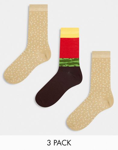 Sock Company - Set regalo con 3 paia di calzini con motivo hamburger - Orrsum - Modalova