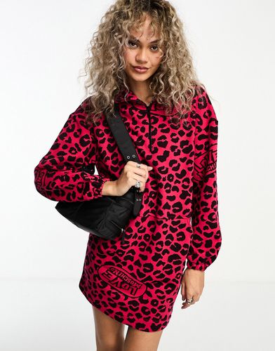 Vestito felpa con stampa rossa leopardata - Love Moschino - Modalova